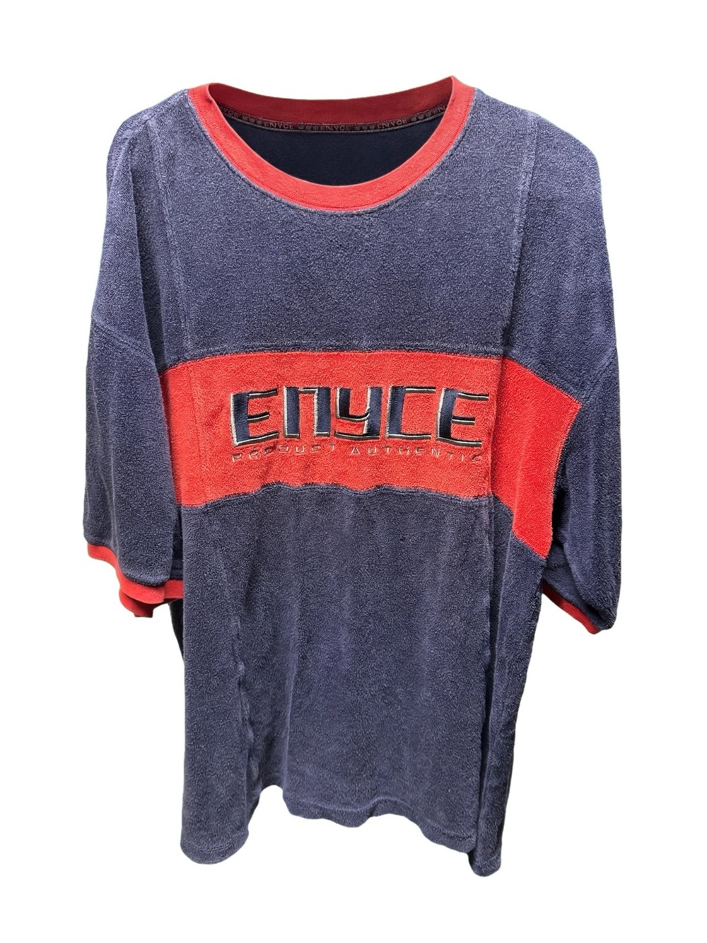 Vintage Enyce Terry Cloth Tee XL Navy Red Y2K Hip Hop
